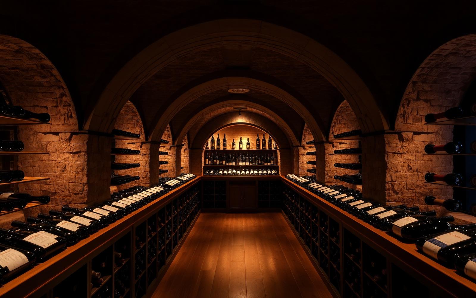 Private wine cellar with rare vintages